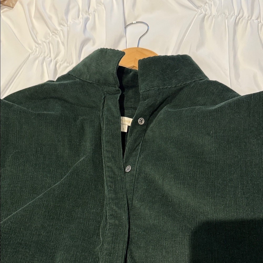 Ann Mashburn Thick Forest Green Long Sleeve Corduroy Button Dress Large VIDEO